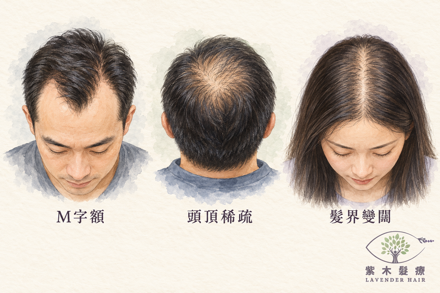 遺傳性脫髮・成因與評估情境插畫