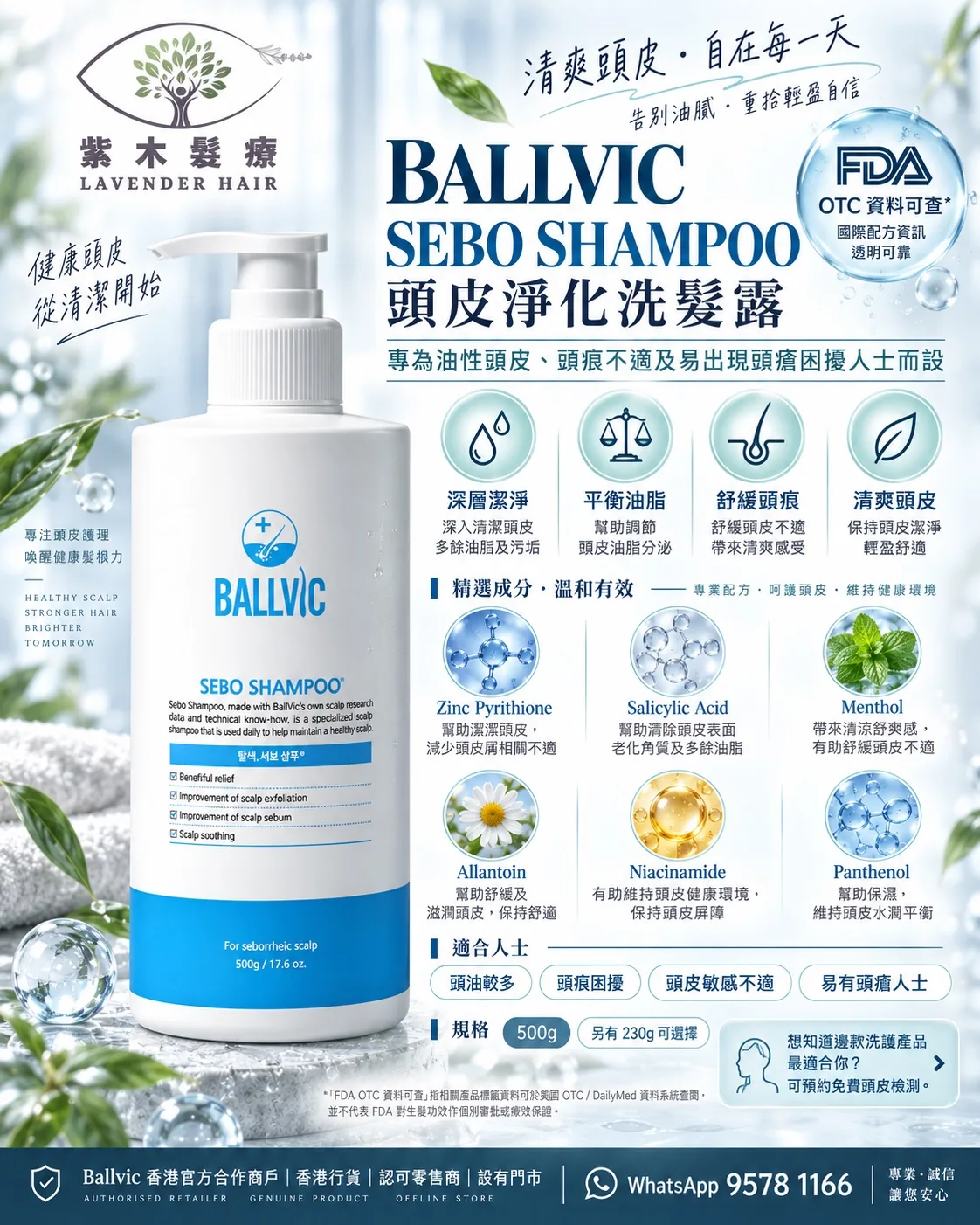 Sebo Shampoo詳細成分與產品說明圖